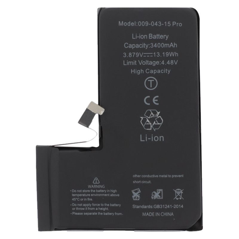 BATTERIA PER APPLE IPHONE 15 PRO HIGH CAPACITY 3400 mAh