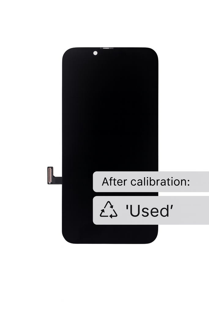 TOUCH SCREEN DISPLAY PER APPLE IPHONE 14 ORIGINALE RIGENERATO CON FRONT FLAT ORIGINALE (&quot;USED&quot; ON &gt;iOS18)